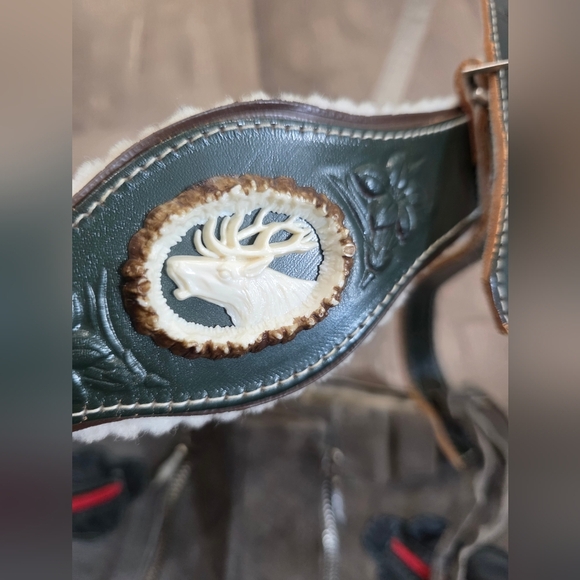 Oktoberfest Lederhosen Leather Shorts Small Bavaria Austria Boho Festivalcore - Picture 2 of 11